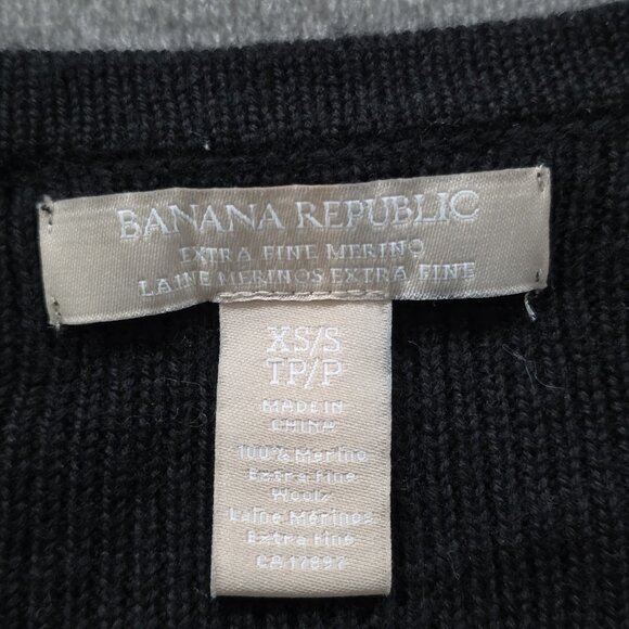 Banana Republic Merino Wool Cape XS Black Buttons Oversized Slouchy Goth Witchy - Picture 5 of 13